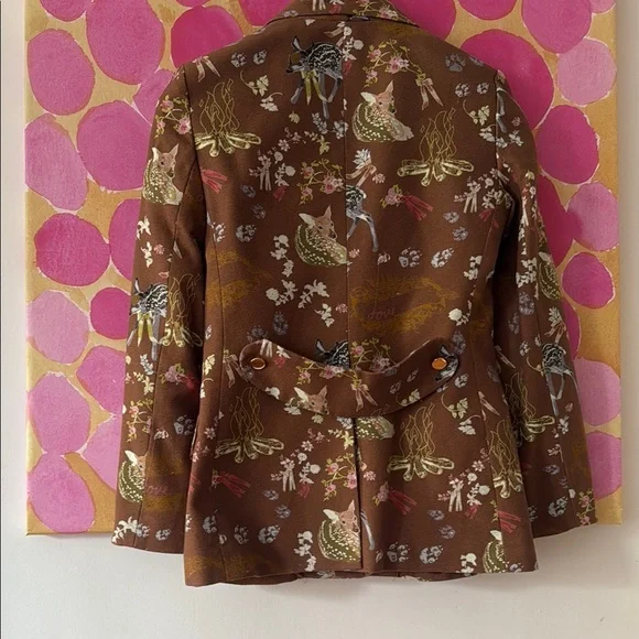 🤎 NEW Cynthia Rowley Brown Patterned Floral Blazer